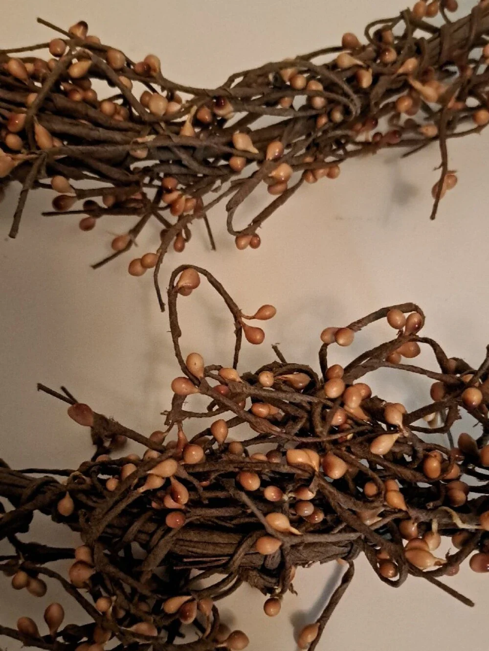 Neutral Brown Berry Vine Faux Floral Accent